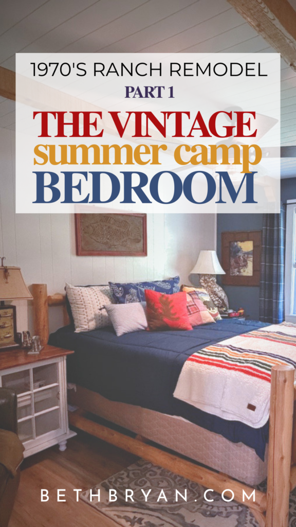 Vintage Summer Camp Bedroom remodel of a 1970s Ranch Home