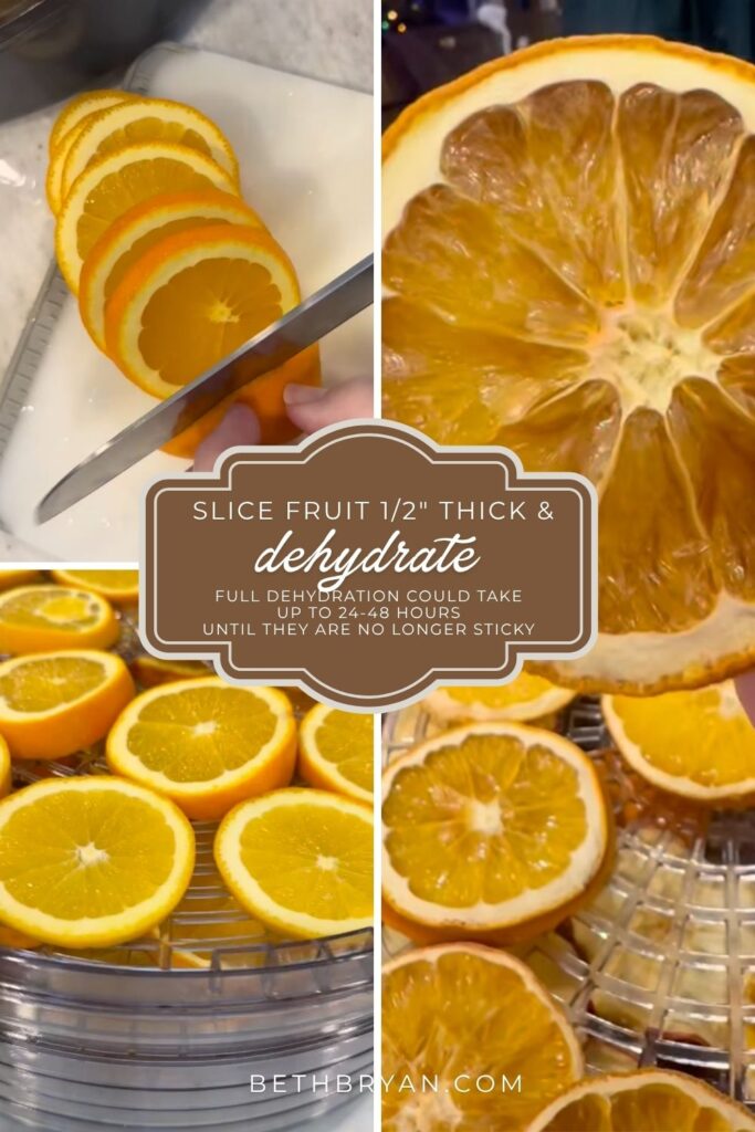 Instructions how to Dehydrate Orange Slices for Christmas Ornaments